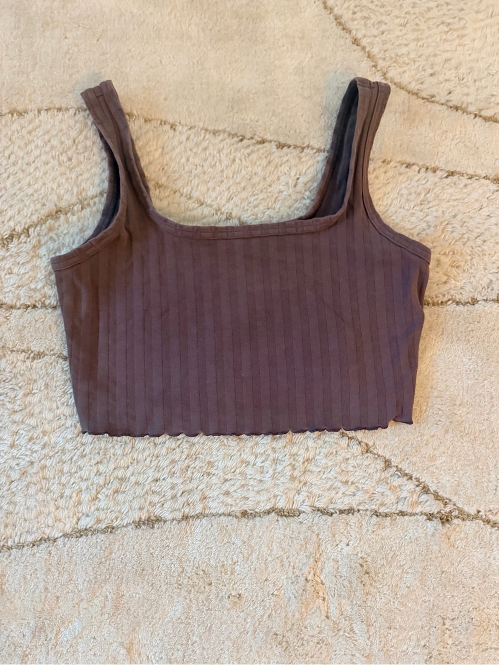 aerie Ribbed Square-Neck Crop Tank Top - Brown